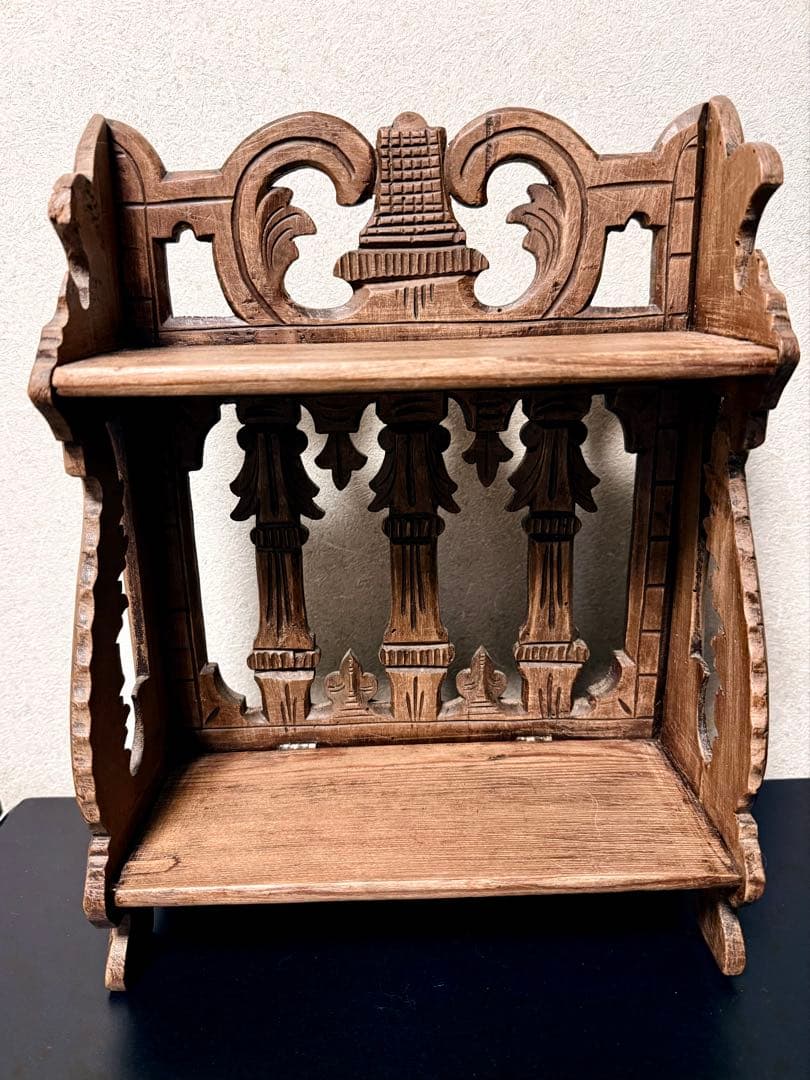 フランス　アンティーク　蚤の市　木棚　シェルフ　小棚　飾り棚