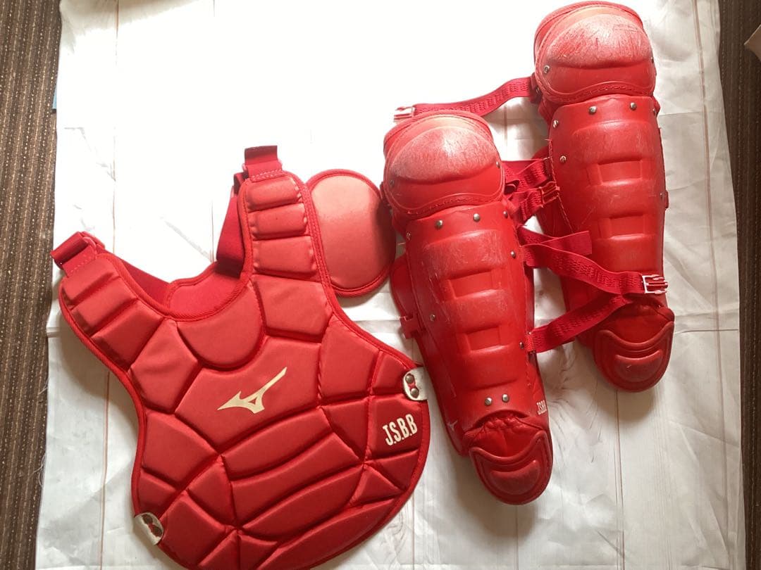 ミズノ キャッチャー防具 JSBB 赤　少年野球