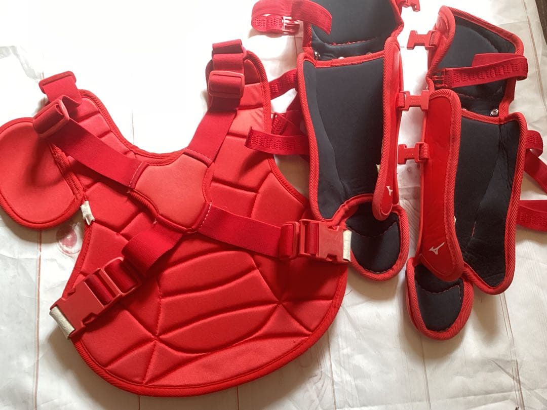 ミズノ キャッチャー防具 JSBB 赤　少年野球