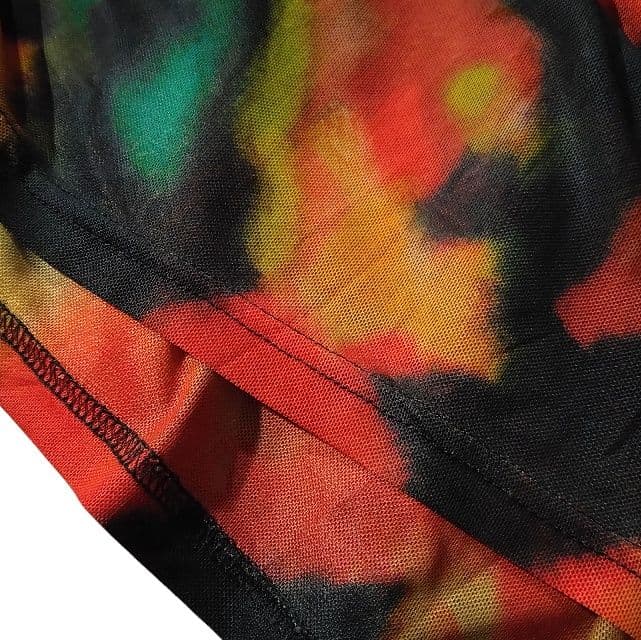 ファンダマイン 個性的 ロングワンピース タイダイ パワーネット ストレッチ