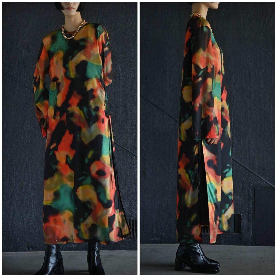 ファンダマイン 個性的 ロングワンピース タイダイ パワーネット ストレッチ