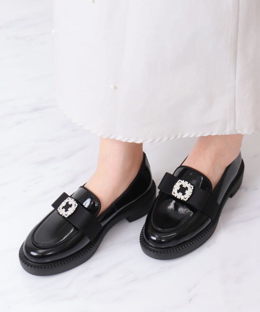 artemis by DIANA ビジューリボン　厚底ローファー