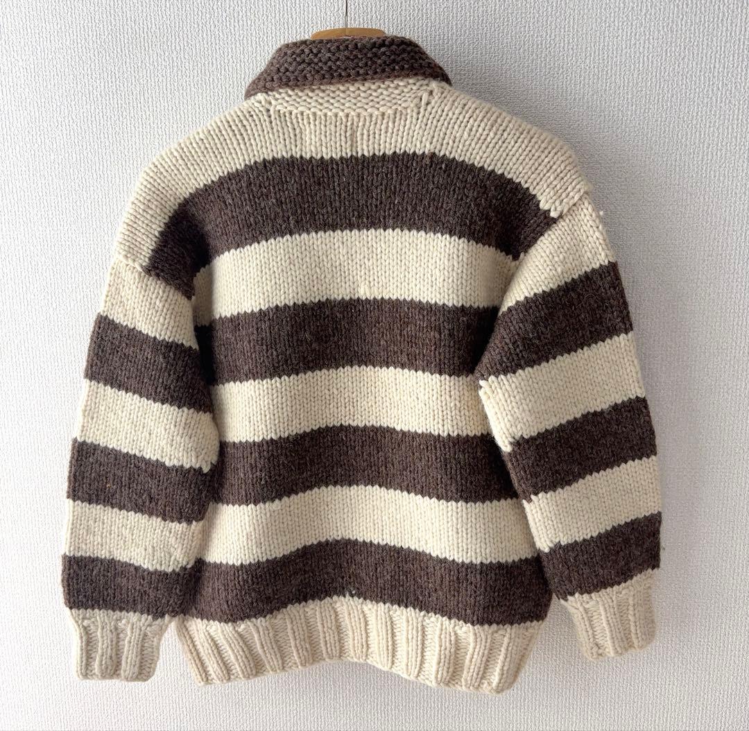 カナダ製 KANATA ボーダー カウチン セーター プルオーバー ハンドニット
