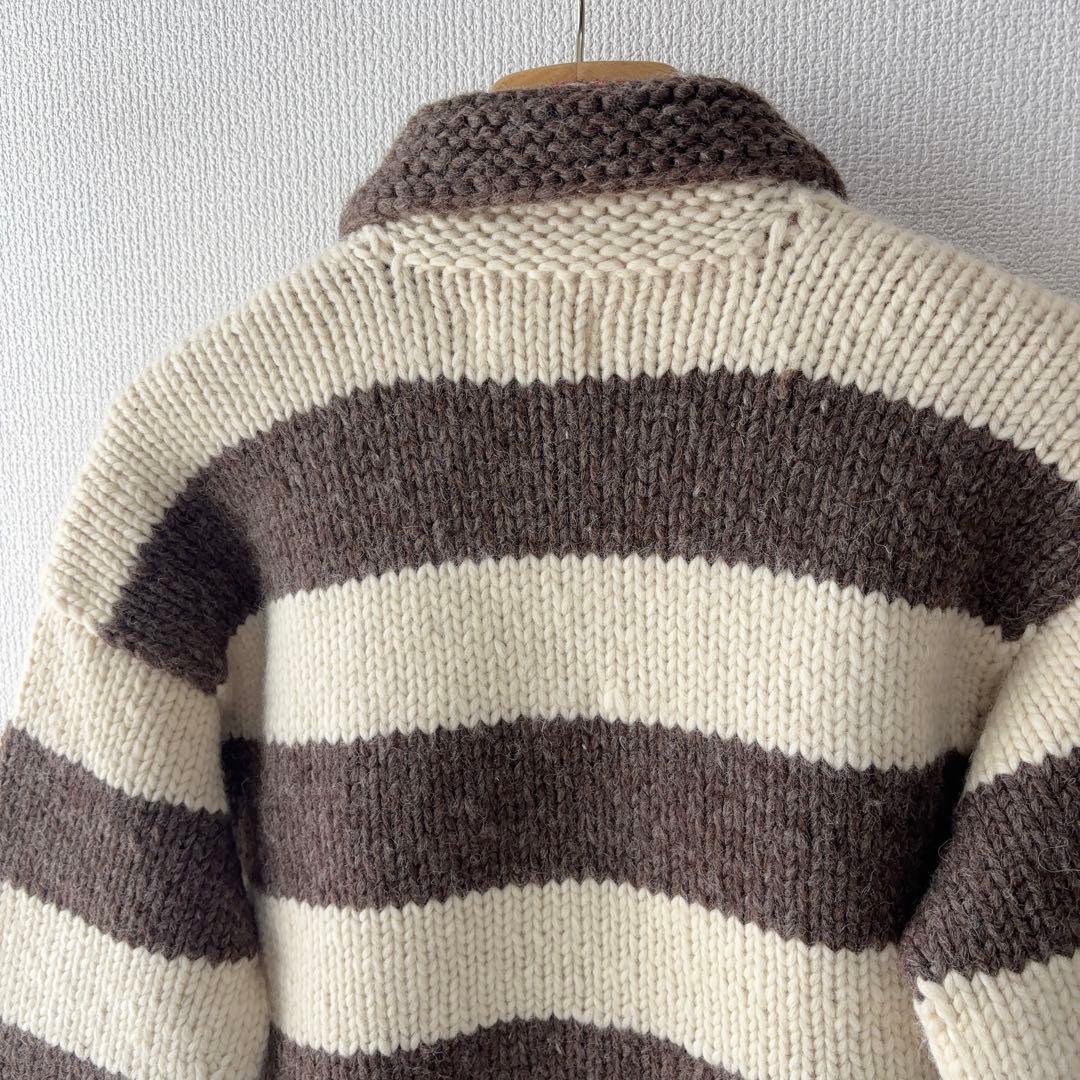 カナダ製 KANATA ボーダー カウチン セーター プルオーバー ハンドニット