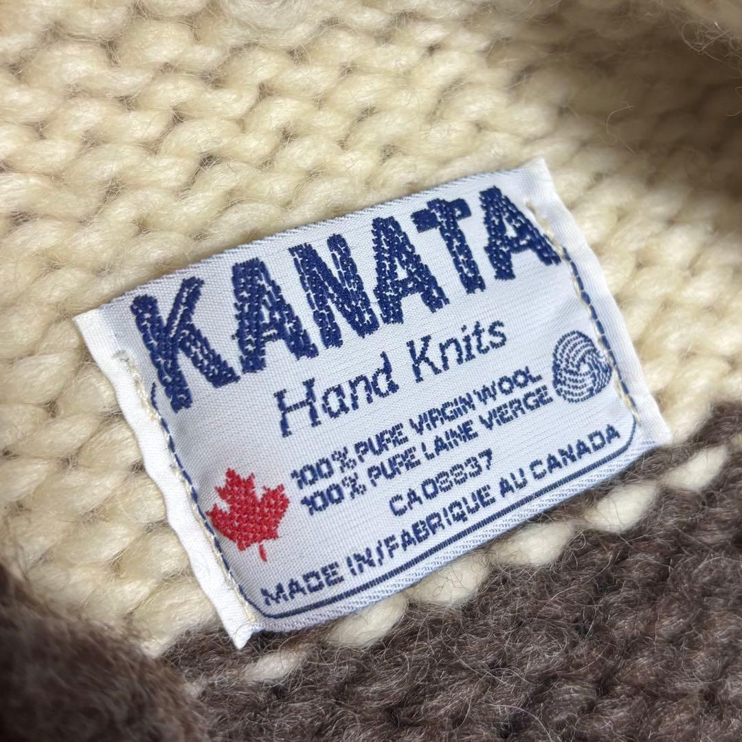 カナダ製 KANATA ボーダー カウチン セーター プルオーバー ハンドニット