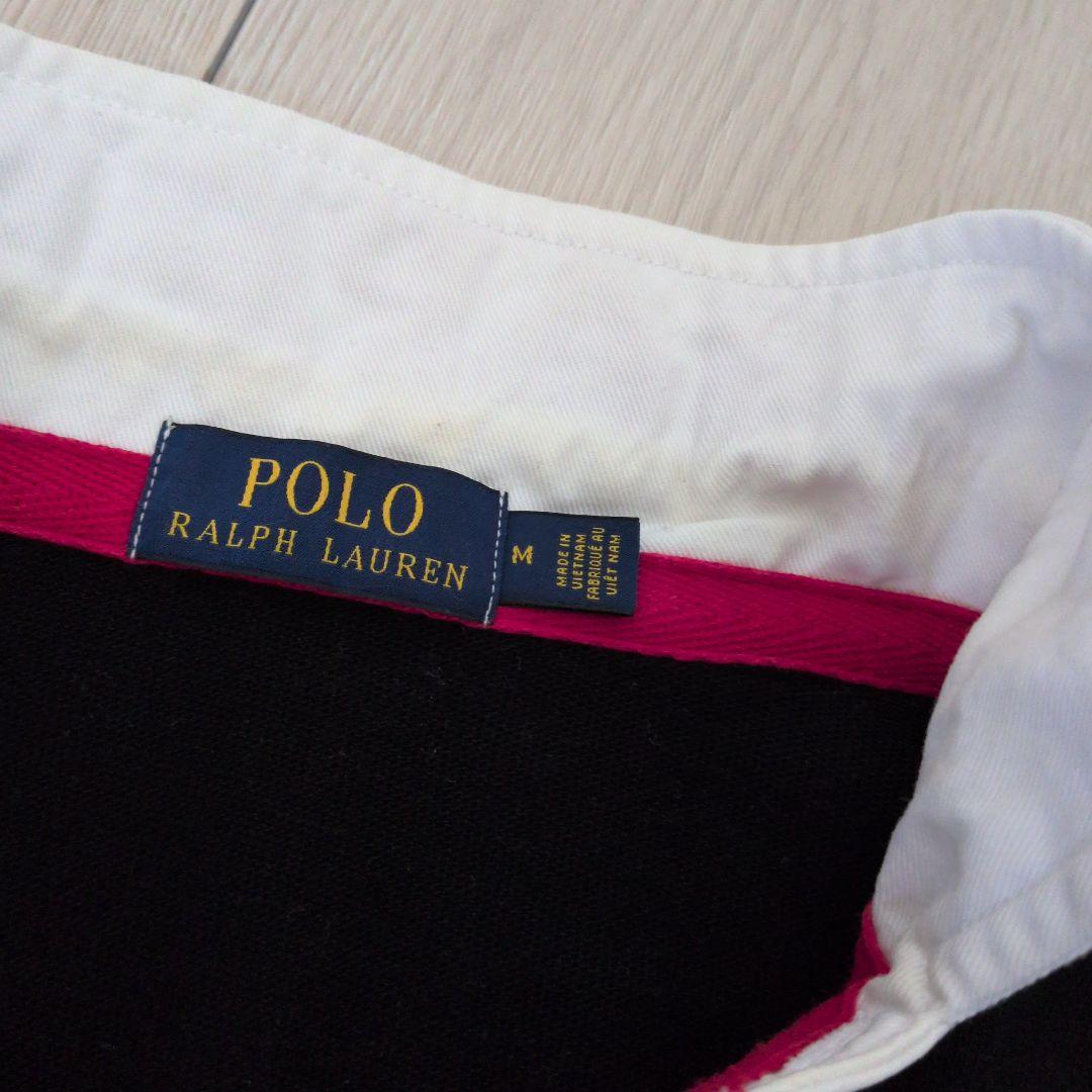 ラルフローレンポロ　ラグビー ポロシャツ 黒 長袖 ベア刺繍　М