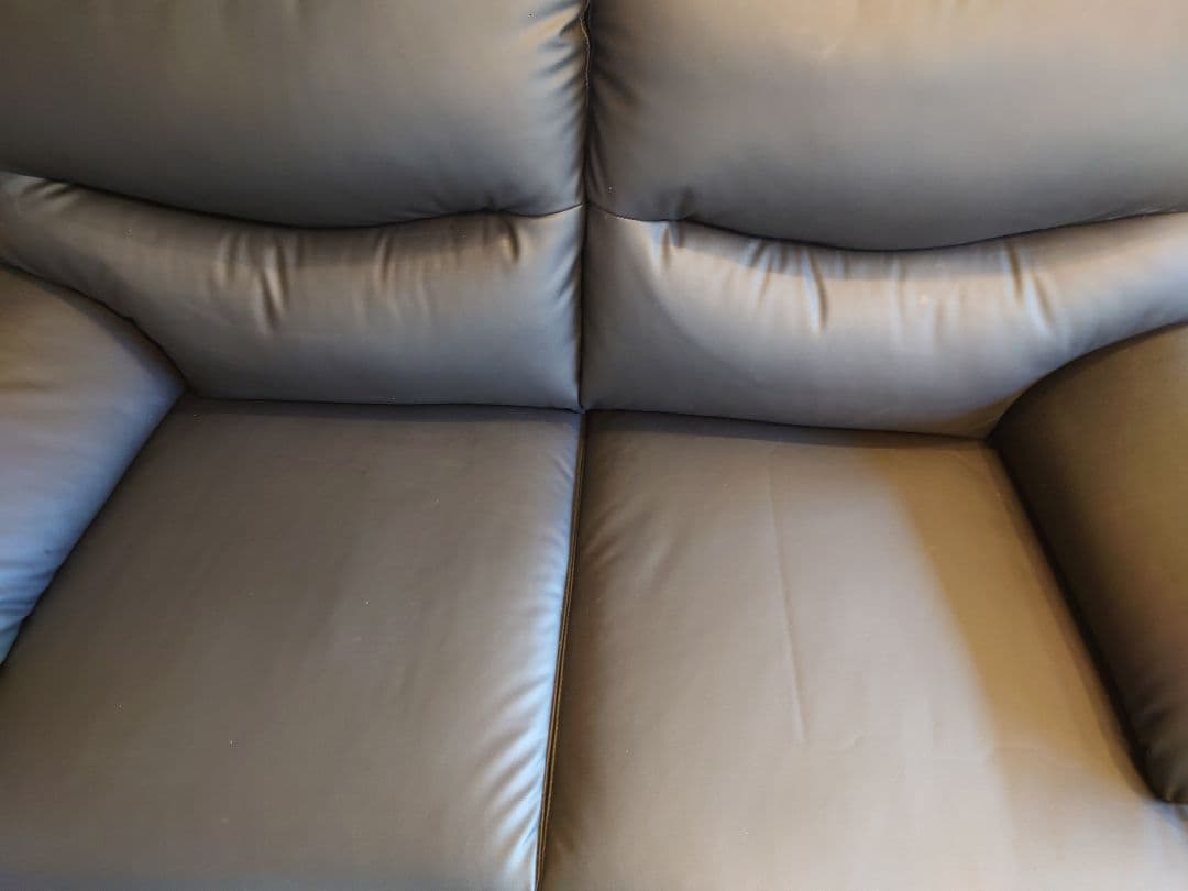 ニトリ　2人用合成皮革ソファ　(Nシールドキャッツ3 BK)　こばやん