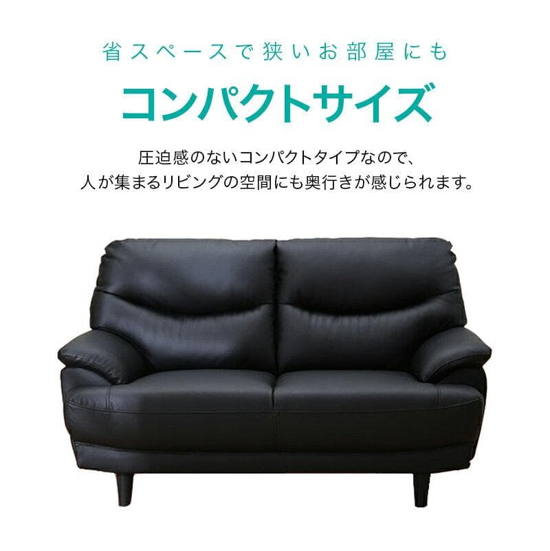 ニトリ　2人用合成皮革ソファ　(Nシールドキャッツ3 BK)　こばやん