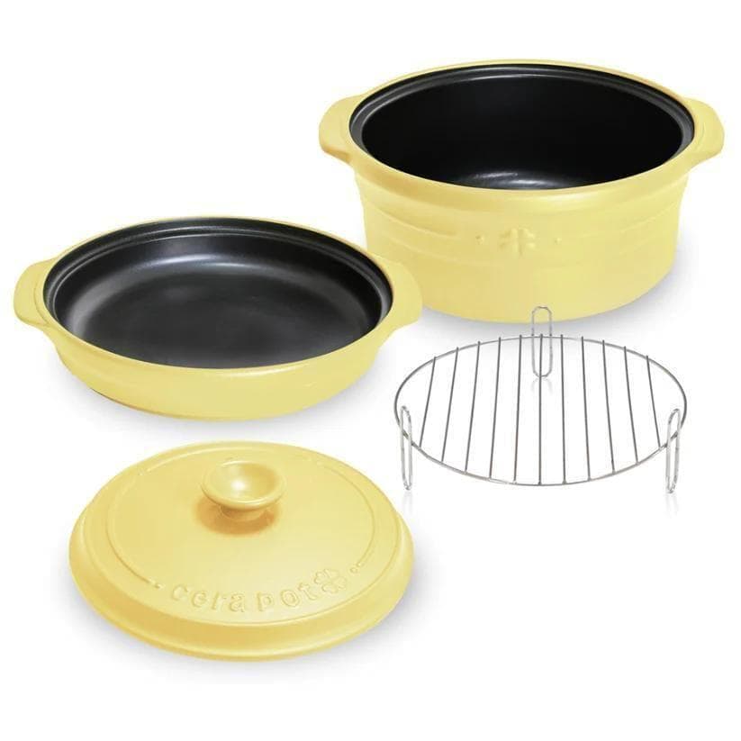 M1323 【未使用】セラポット レモンイエロー 26cm 5点セット