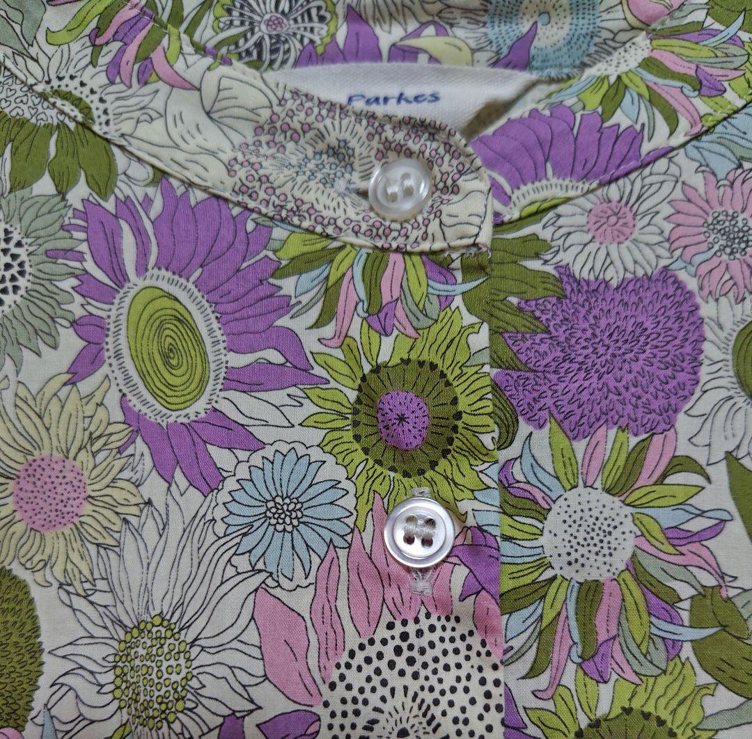 キラキラ様Parkesリバティ タナローン バンドカラー タック ワンピースМ