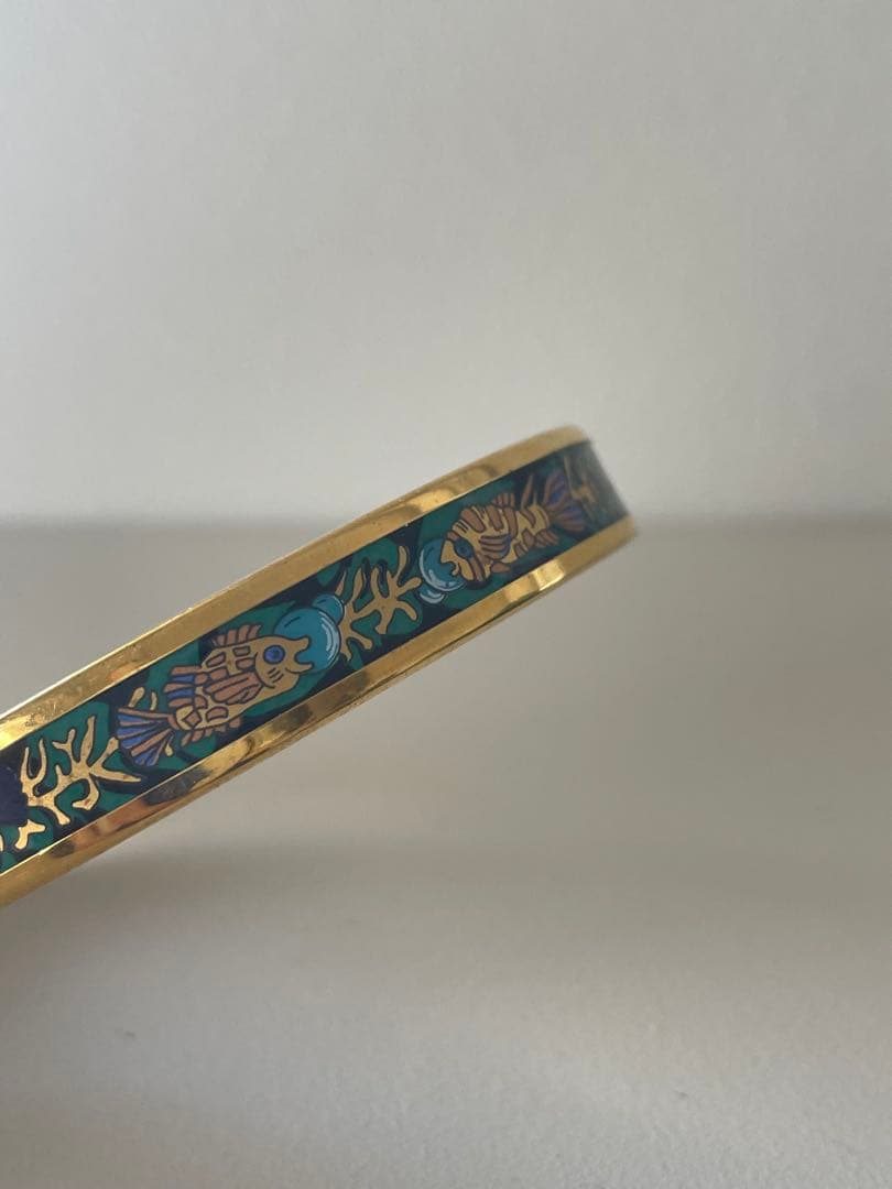 HERMES エマイユ バングル ナロー 魚柄 ゴールド 箱あり