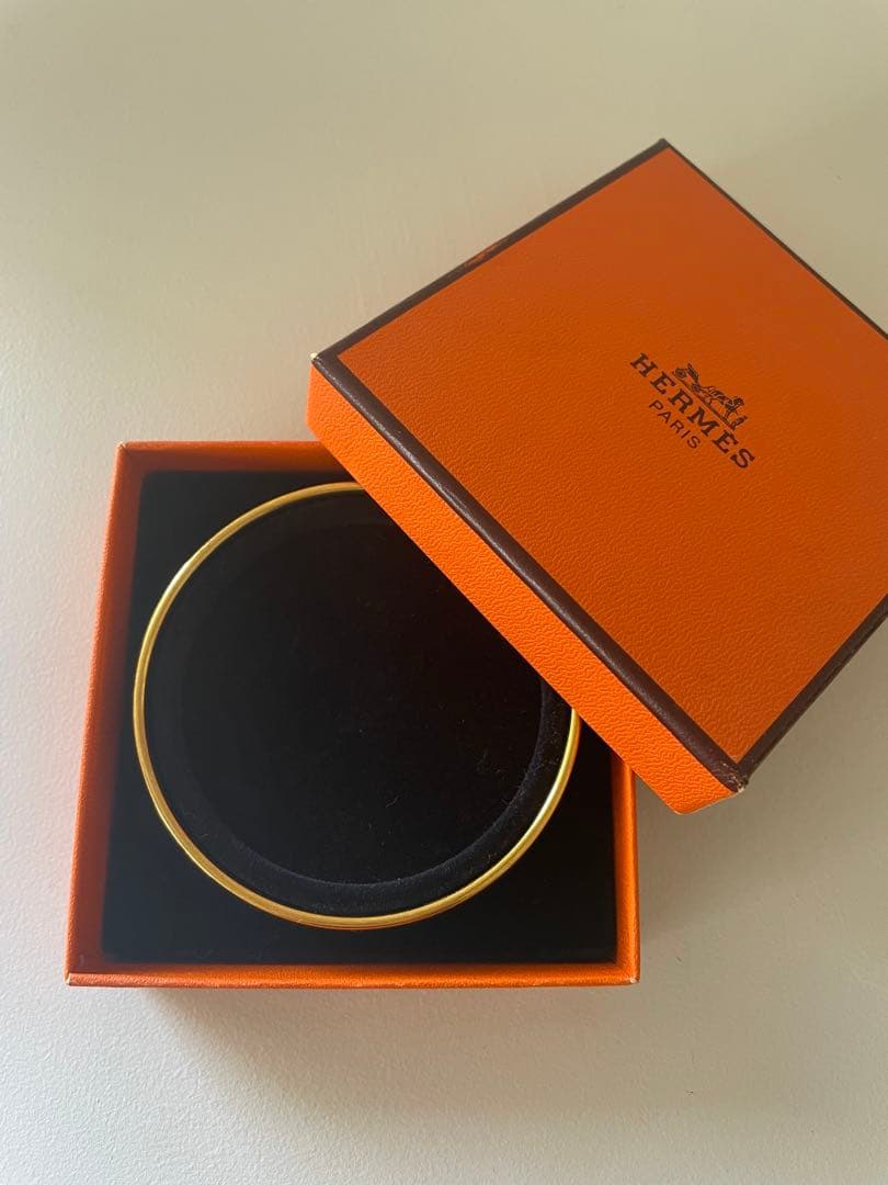 HERMES エマイユ バングル ナロー 魚柄 ゴールド 箱あり