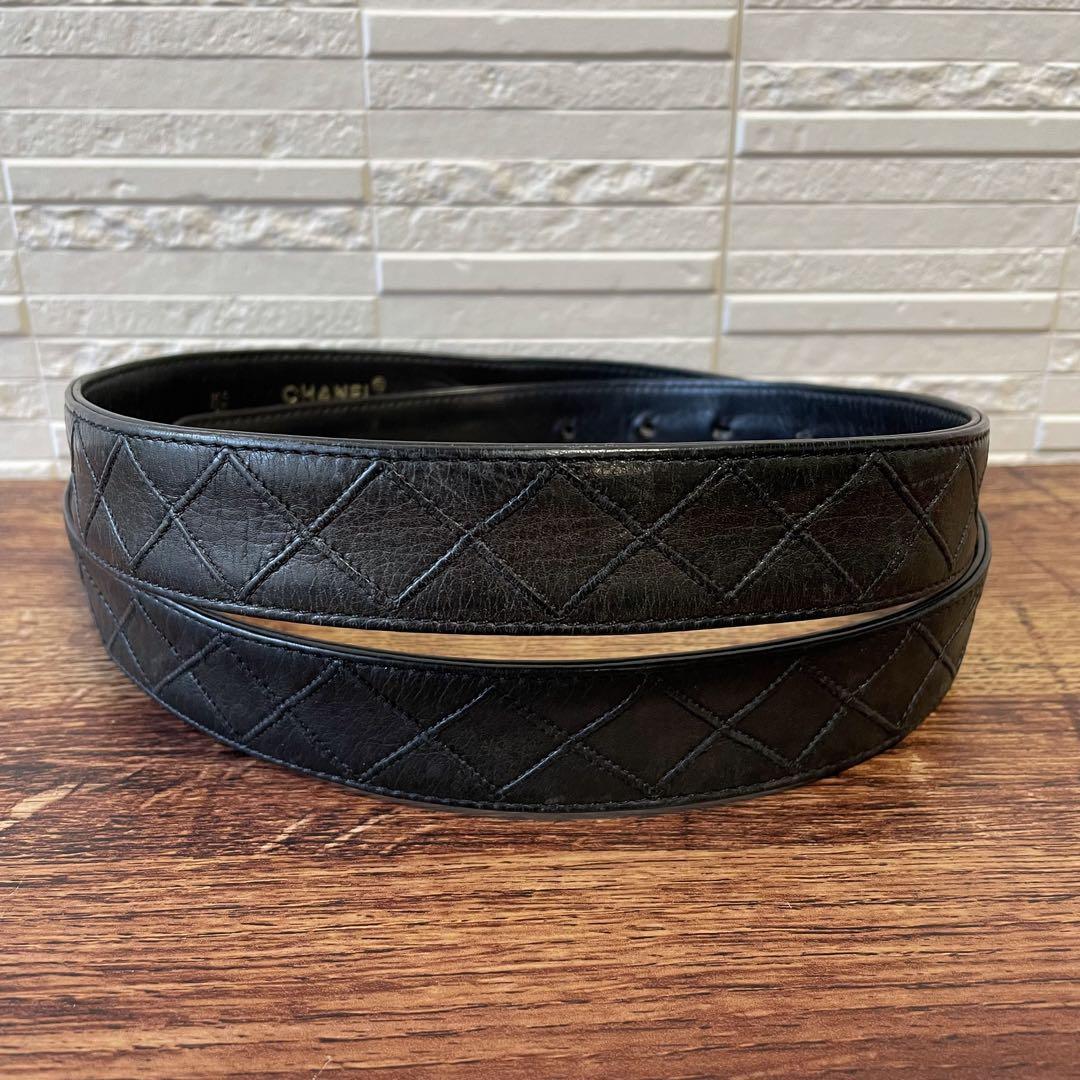 シャネル ビコローレ マトラッセ ココマーク バックル ベルト ブラック.