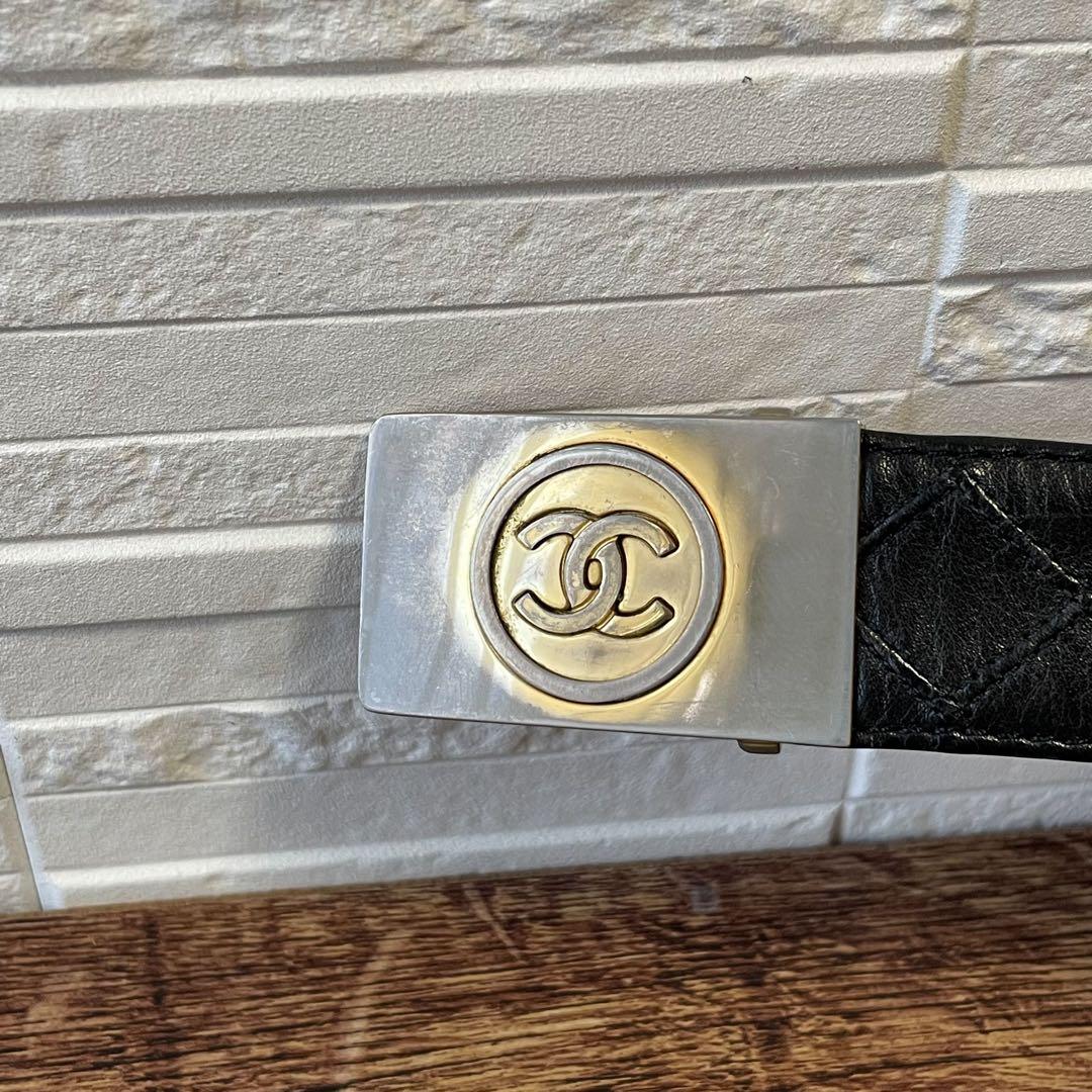 シャネル ビコローレ マトラッセ ココマーク バックル ベルト ブラック.