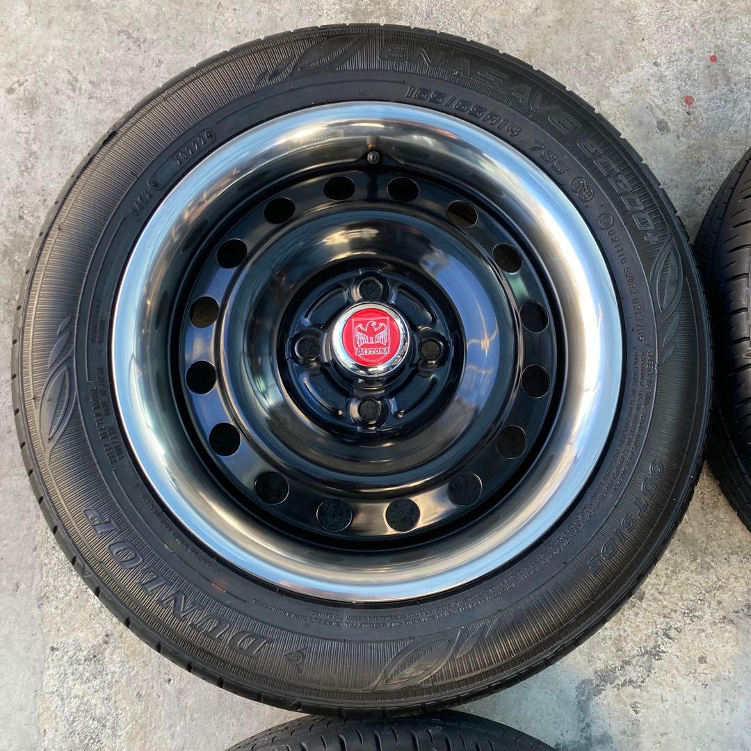 スチールホイール4本 ムーンアイズトリムリング デイトナ センターキャップセット