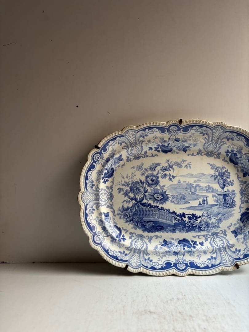 580 骨董 アンティーク 19世紀 絵皿 飾り皿 大振り イギリス フランス