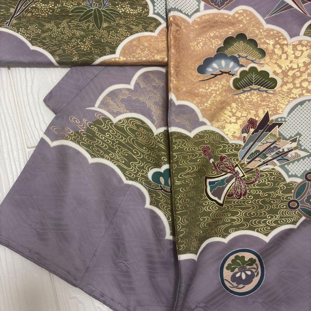 【新品】正絹 京友禅 多色染 伝統色 葡萄色 本金彩 お宮参り 産着 襦袢付