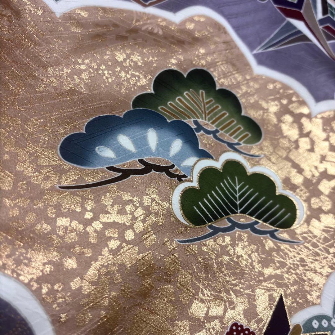 【新品】正絹 京友禅 多色染 伝統色 葡萄色 本金彩 お宮参り 産着 襦袢付