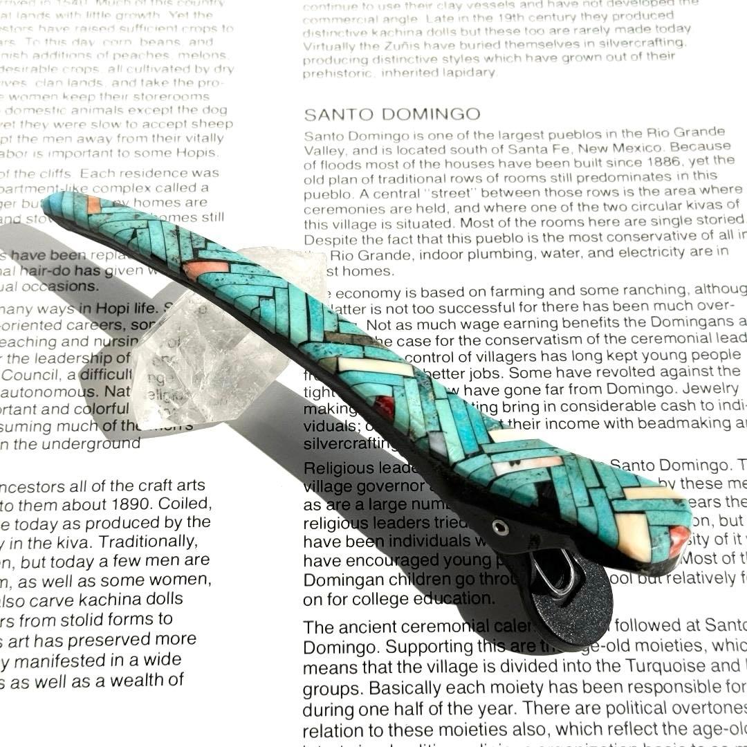 5*2様 ターコイズ　モザイク　ヘアークリップ　サントドミンゴ族　インディアンジ