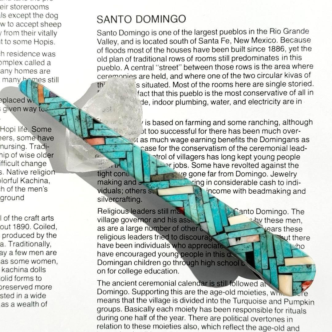 5*2様 ターコイズ　モザイク　ヘアークリップ　サントドミンゴ族　インディアンジ