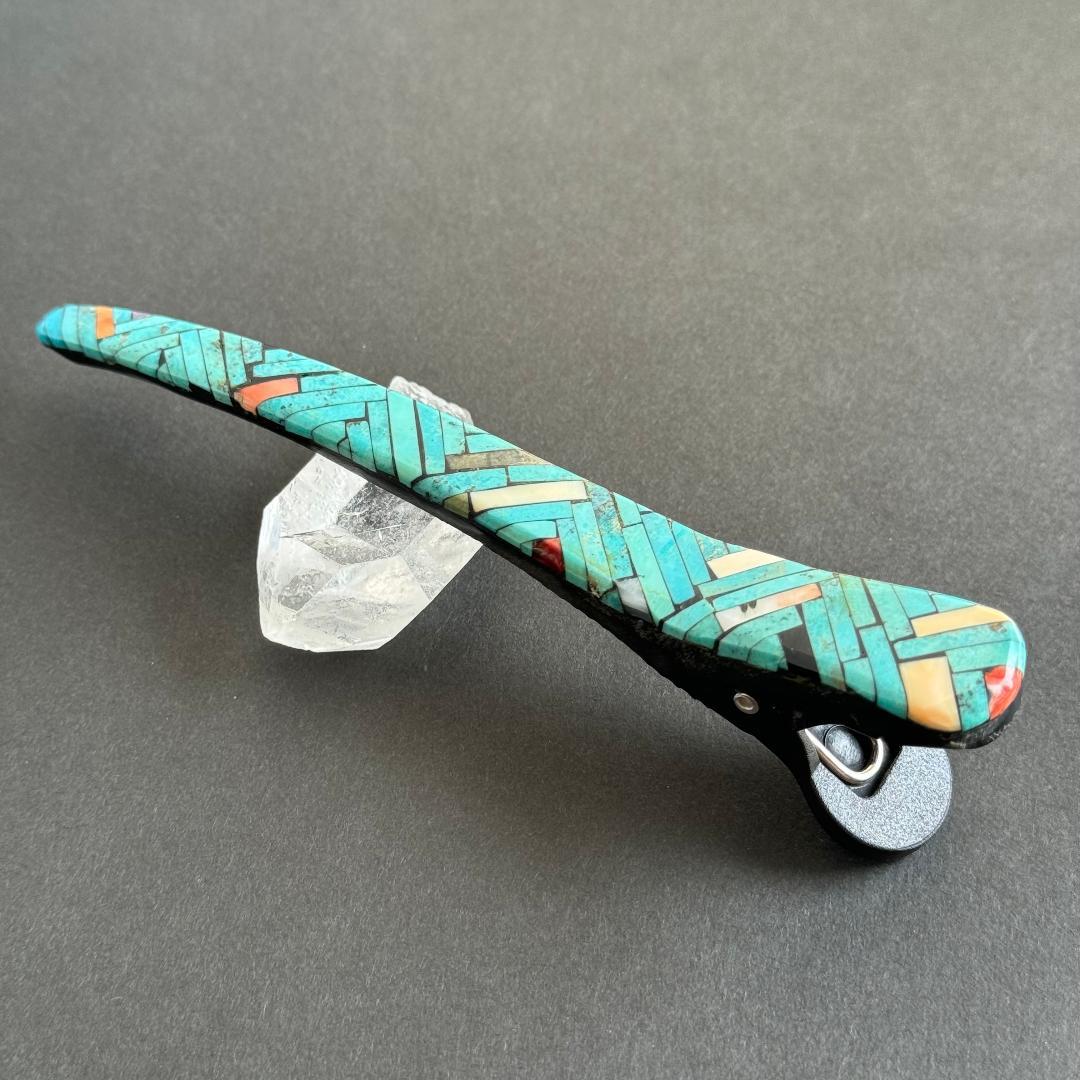 5*2様 ターコイズ　モザイク　ヘアークリップ　サントドミンゴ族　インディアンジ