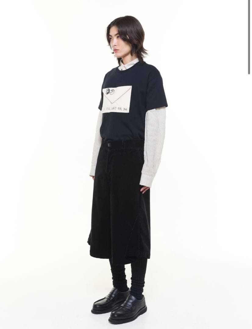 SHOOP プリーツコーデュロイバギーショーツ - ブラック