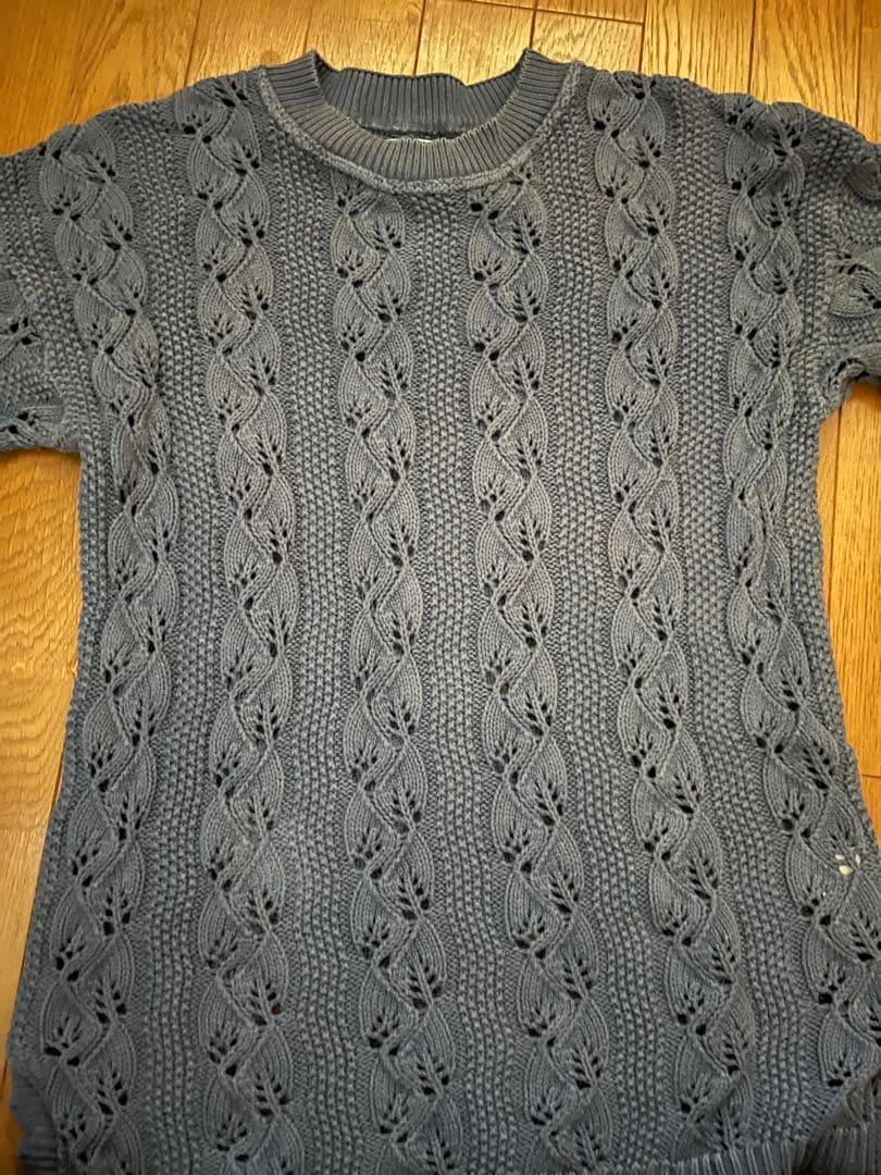 ARMANI ケーブルニットセーター 42/44 ダークブルー