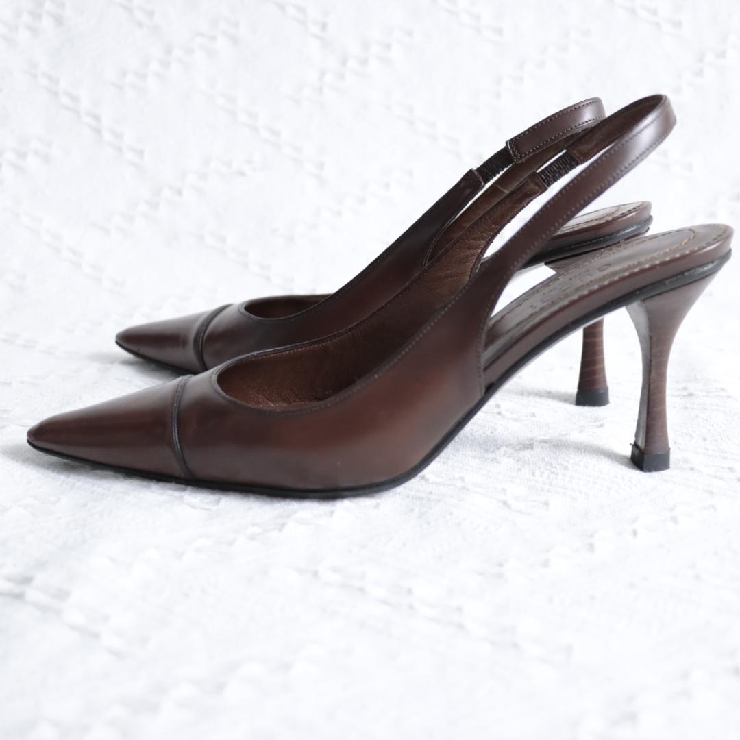 美品！GUCCI　グッチ　ミュール　ハイヒール　ポインテッドトゥ　レザー