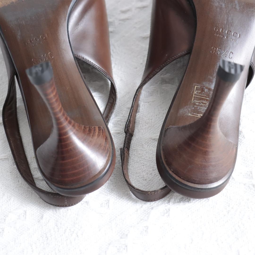 美品！GUCCI　グッチ　ミュール　ハイヒール　ポインテッドトゥ　レザー