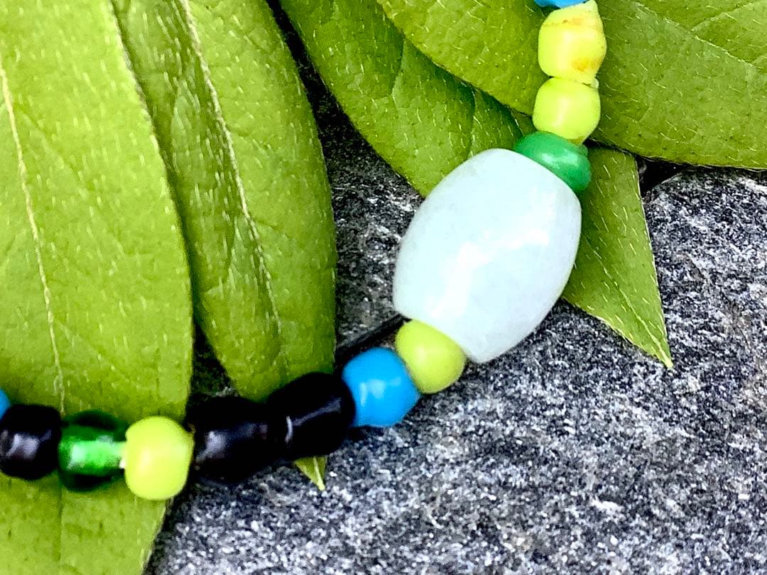 蔵出‼️ガラス玉　日本製超アンティークとんぼ&糸魚川翡翠樽型ブレスレット小物パーツ