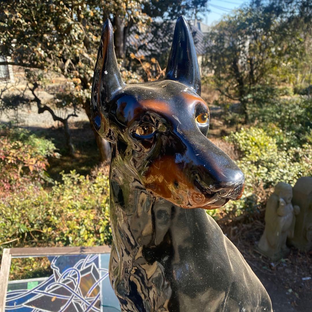 中古　樹脂製　ドーベルマン　置物　高さ83cm