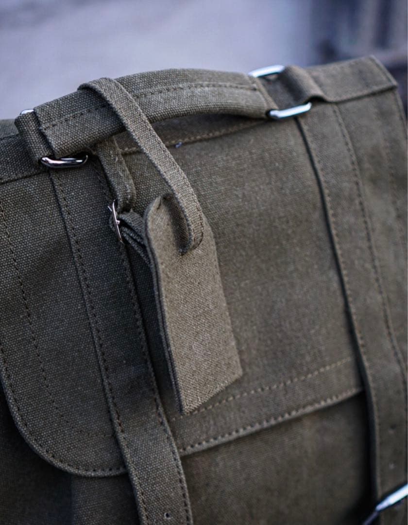 ビンテージコットン　キャンバス生地　グレー・オリーブ リュック　バックパック