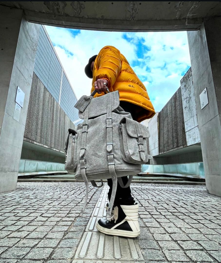 ビンテージコットン　キャンバス生地　グレー・オリーブ リュック　バックパック