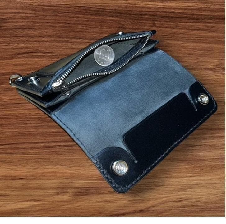 まりりん ⑤ミドルトラッカーウォレット/栃木レザー/シルバ/小判カンシルバ