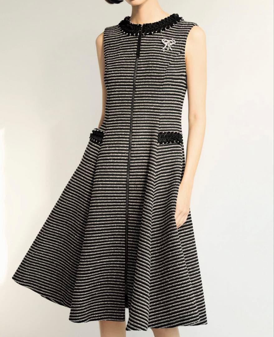 2025 FOXEY ツイードワンピース／ベージュ　38