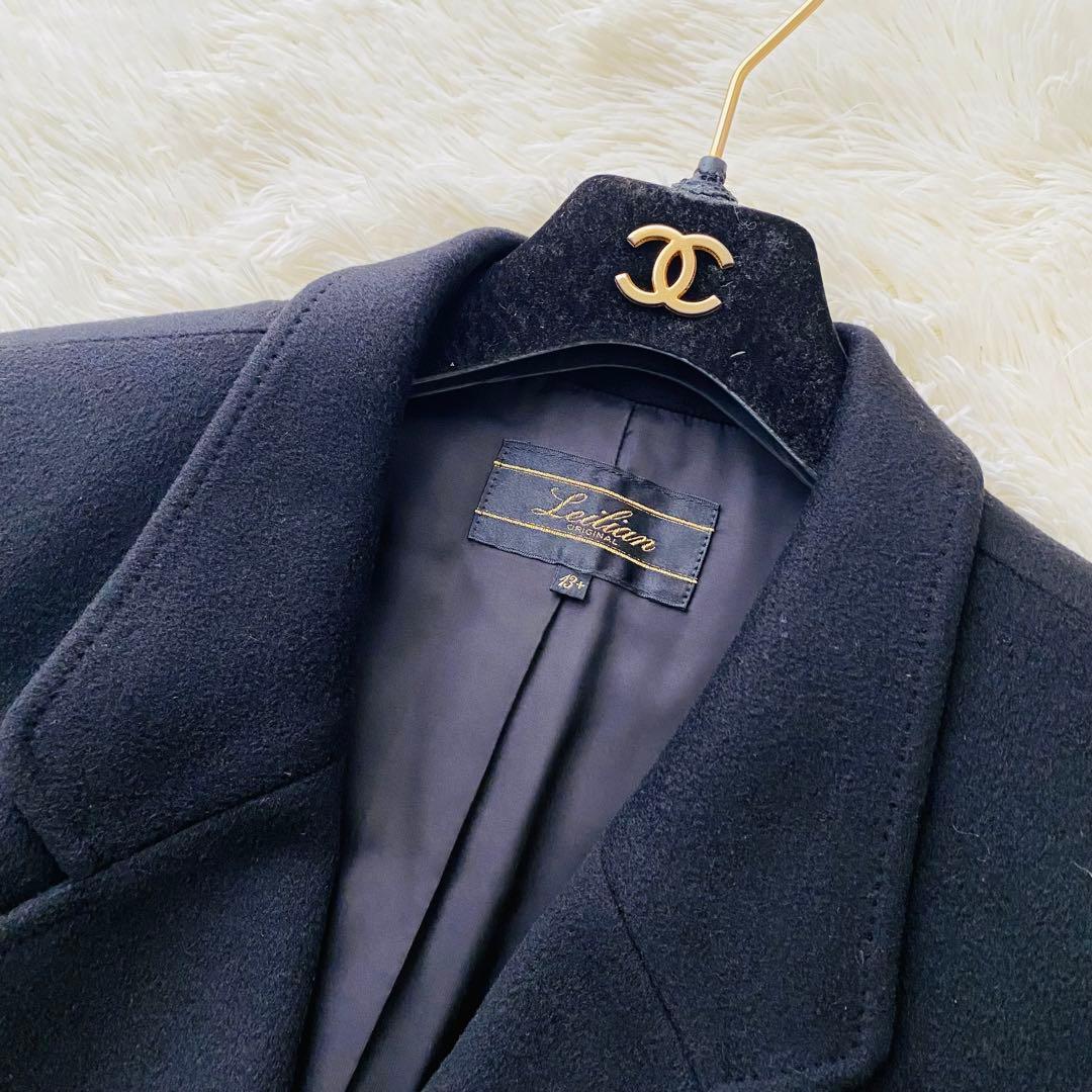 極美品 レリアン カシミヤ100％ ダブル ジャケット 大きいサイズ 日本製 黒