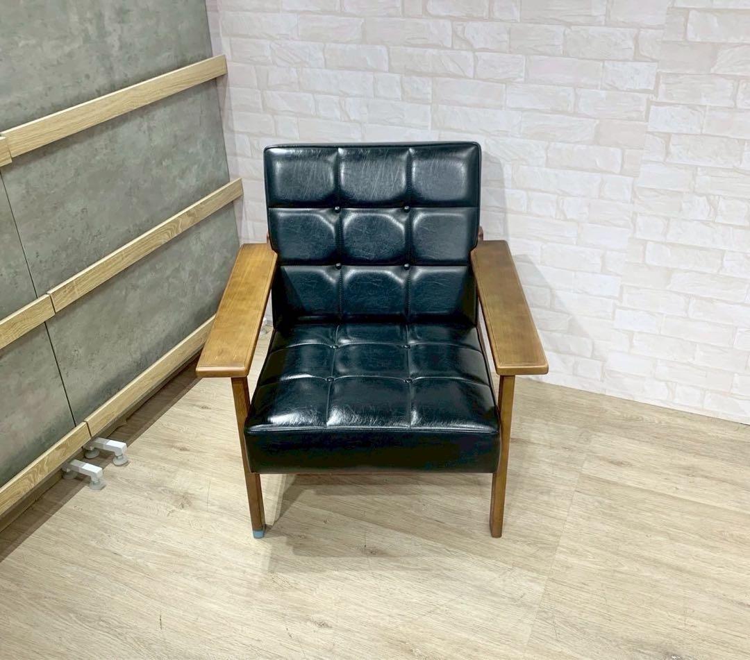 カリモク Kチェア レトロ ヴィンテージ 1シーター シングルソファ ソファ②