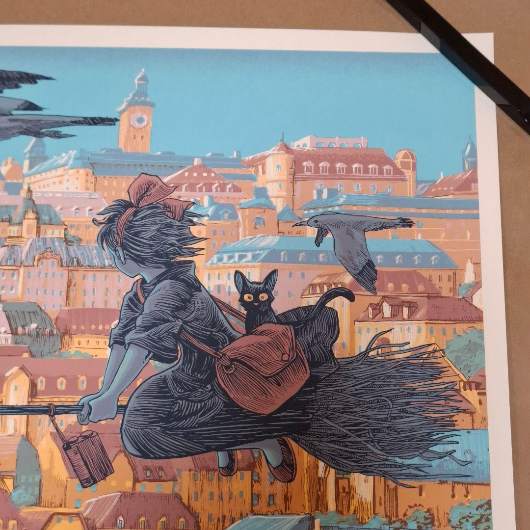 激レア 魔女の宅急便 キキ ジジ シルクスクリーン ポスター サイン入り ジブリ