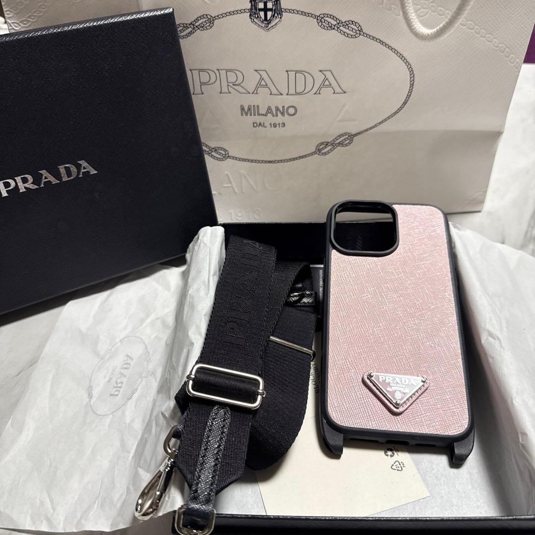 PRADA スマホケース ピンク スマホショルダー 14プロマックス