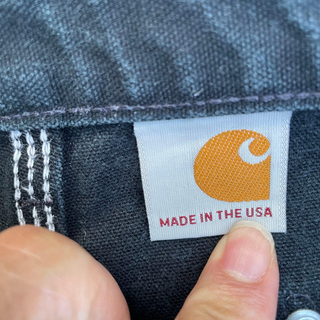 希少　usa製 カーハートダブルニー　B01BRK 36✖️32 ブラック　黒