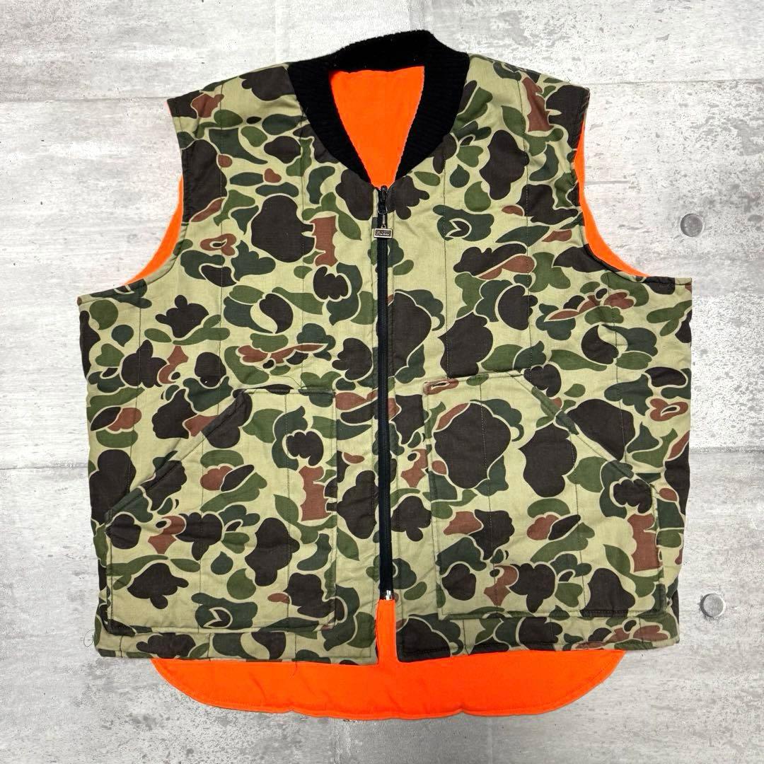 80s USA製 Walls ベスト ダックハンターカモ リバーシブル オレンジ