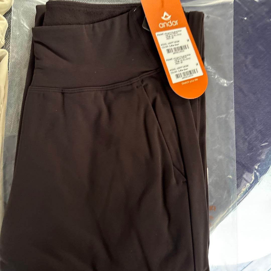 andar アンダール　airwinマキシワイドレギンス裏起毛M ショート焦茶