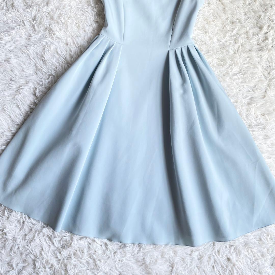 極美品◆フォクシーニューヨーク フレアワンピース サイドギャザー ミントブルー