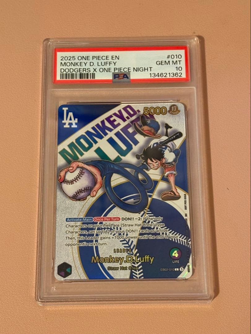 【PSA10/球場限定配布】LAドジャース/ワンピース麦わら帽子&ルフィカード