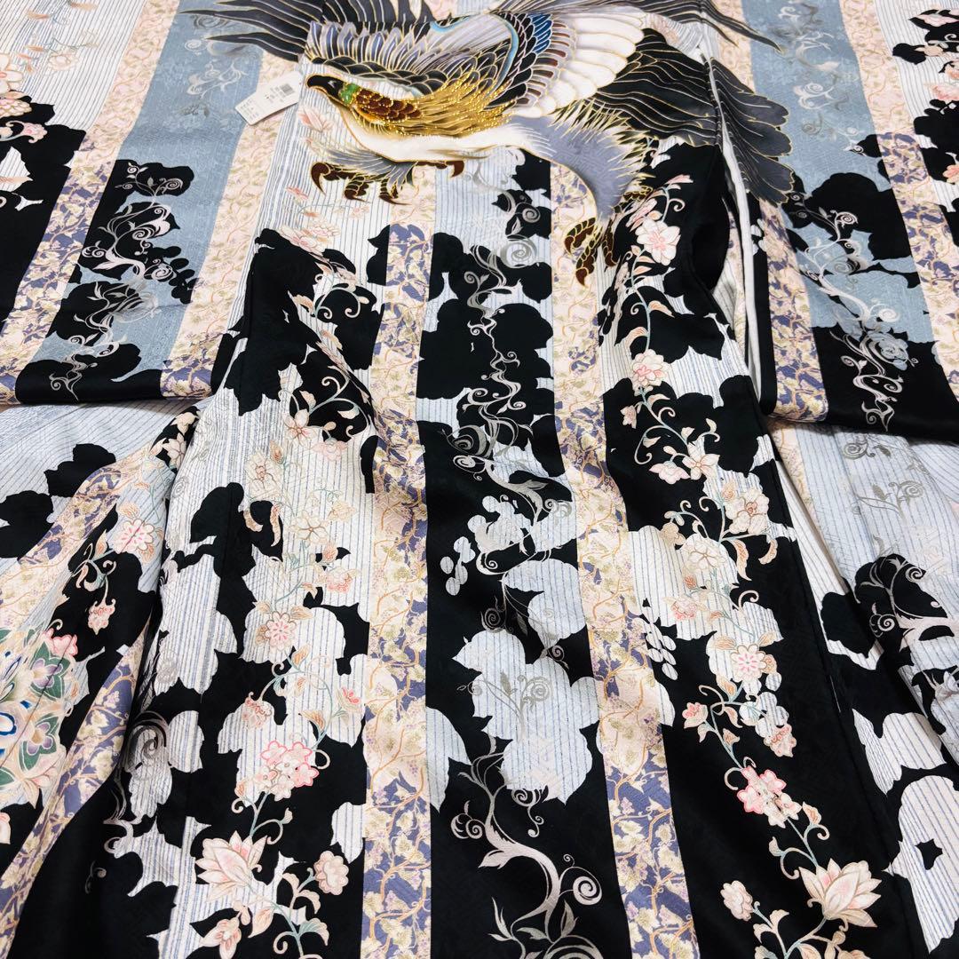 【新品/日本製】正絹 刺繍入り 高級京友禅 お宮参り 男の子 産着 襦袢付 鷹