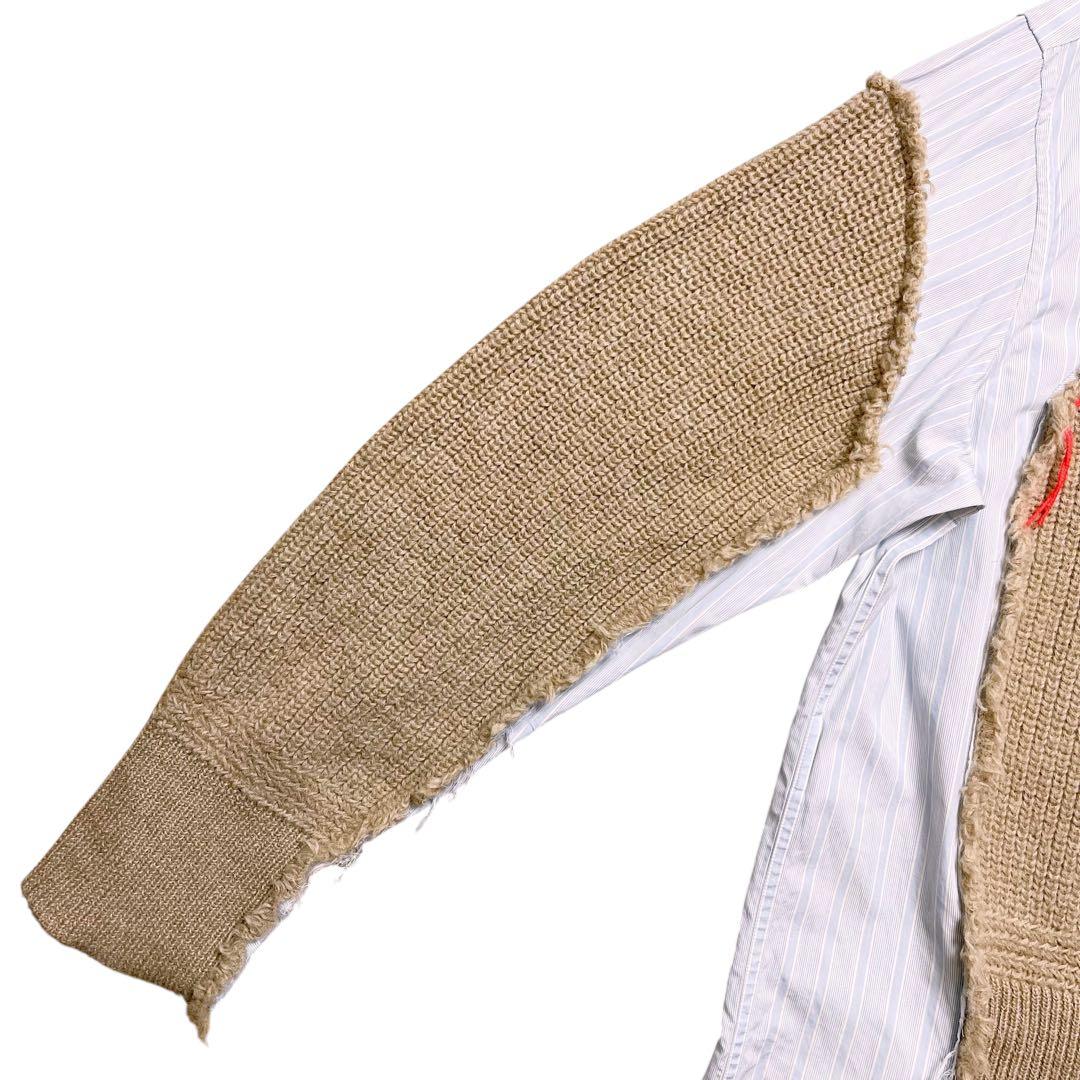 美品【メゾンマルジェラ】22AW ニット ドッキング レイヤード シャツ 38