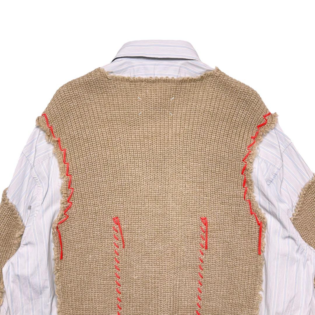 美品【メゾンマルジェラ】22AW ニット ドッキング レイヤード シャツ 38