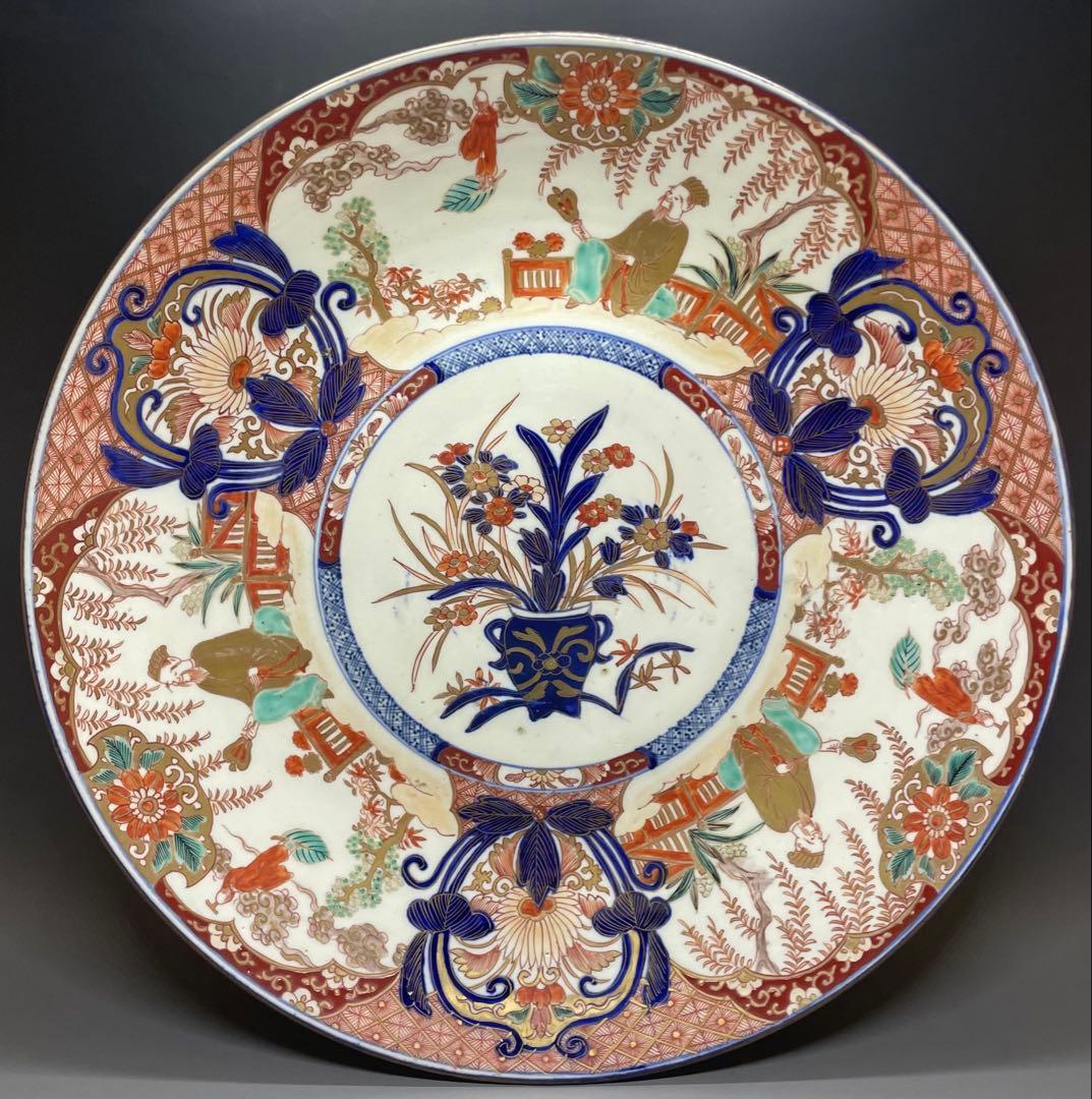 古伊万里　染錦　大皿　箱付　d557