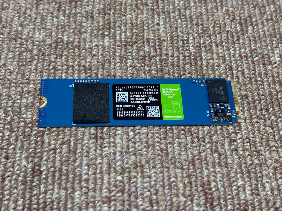 m.2 SSD 1TB WD SN350 NVMe 動作品 高速 ゲーミング