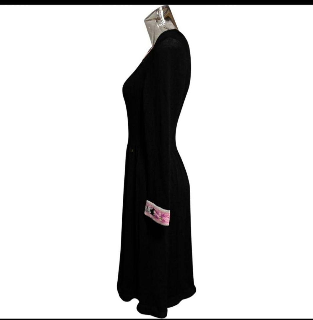 美品　LEONARD＊カミシヤ、シルク混 の上質な膝丈ワンピース